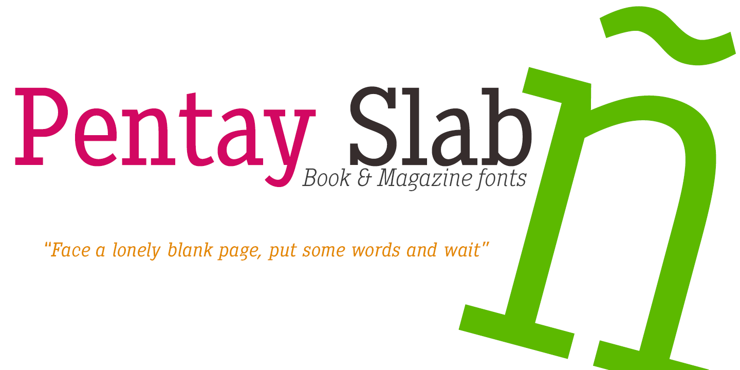 Ejemplo de fuente Pentay Slab Book Italic